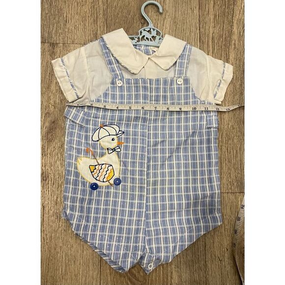 Cotton Candy 70’s Baby Outfit Blue And White Stripes Duck Vintage Old Matching H - Picture 7 of 9